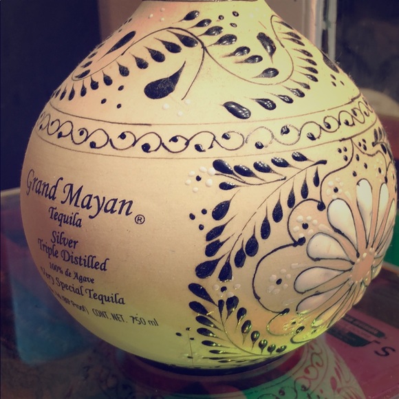 Handmade hand painted clay tequila bottle … - Picture 3 of 6